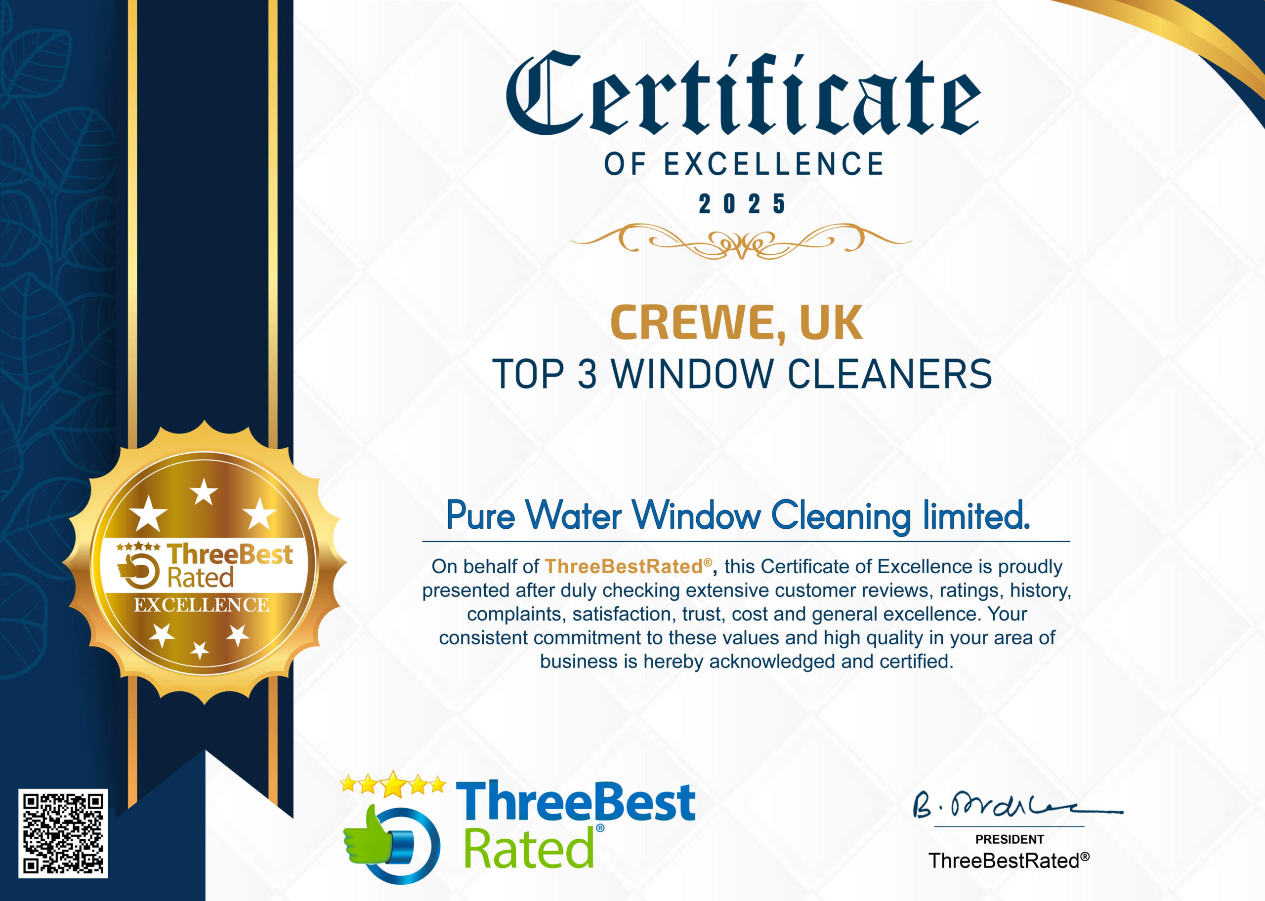 “Three Best Rated” Window Cleaners in Crewe, Nantwich & Sandbach